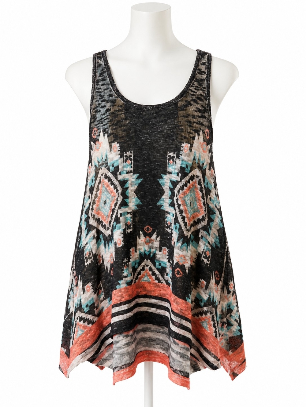 Filly Flair Boho Sheer Aztec Tank Top - Large